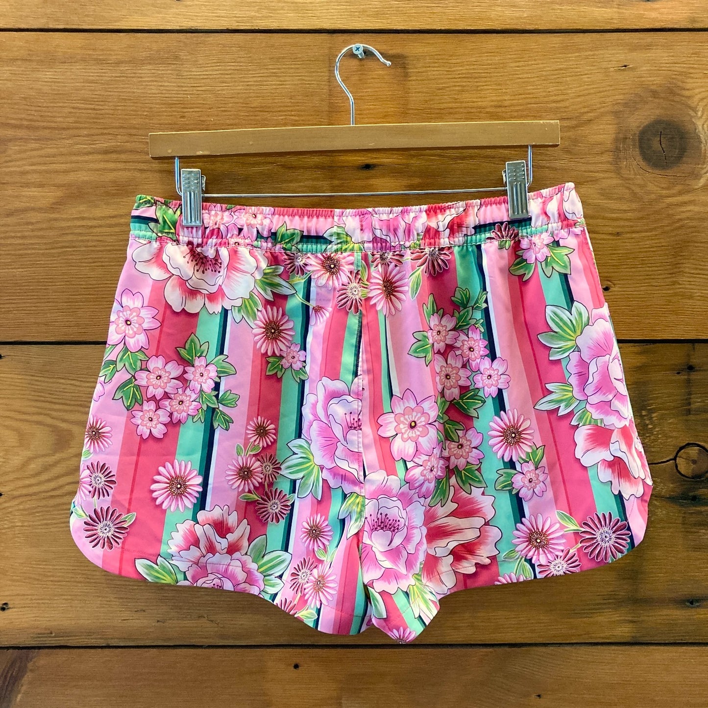 Johnny Was Pink Floral Print Bocardi NEW Nylon Shorts - Size S - 0304AS