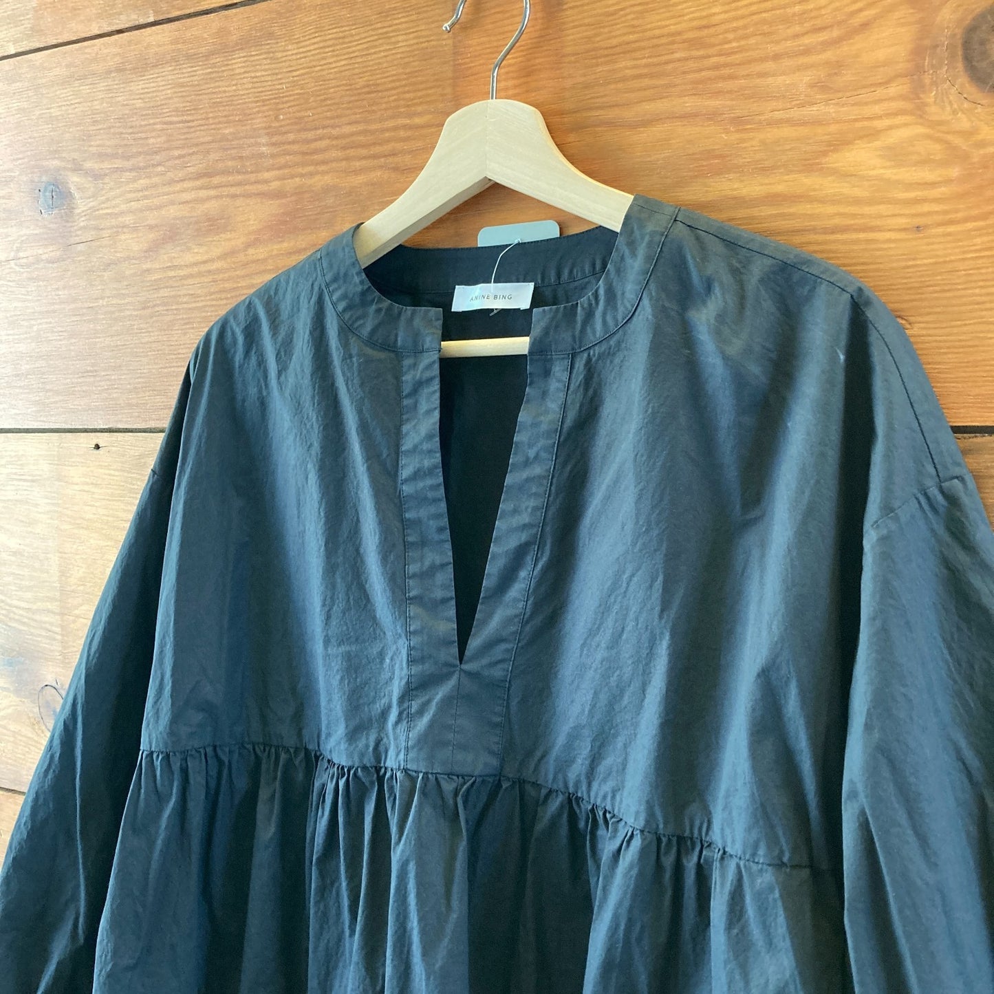 Anine Bing Black Poplin Cotton Flare Fit Tiered Addison Dress - Size M - 1105HT