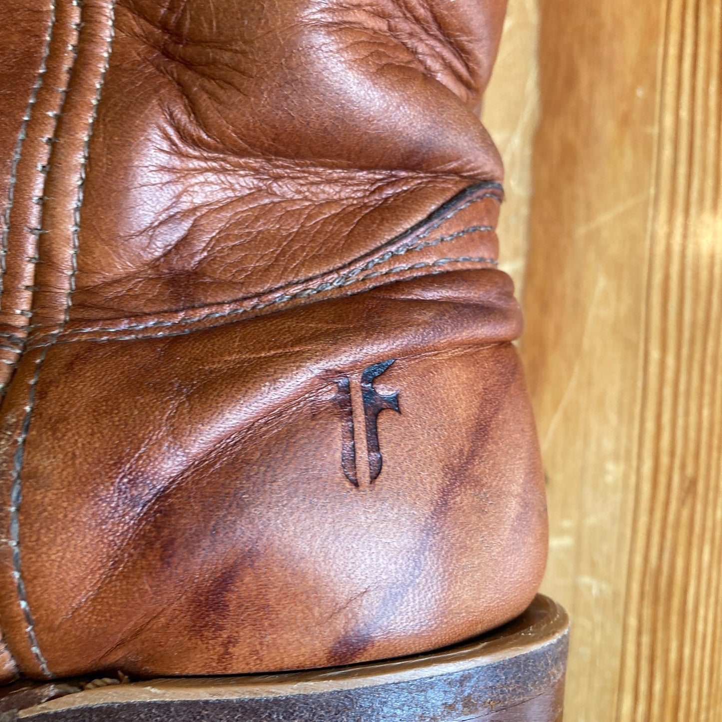 6.5 - FRYE Cognac Brown Campus 14L Tall Square Toe Womens Boots 0106KD