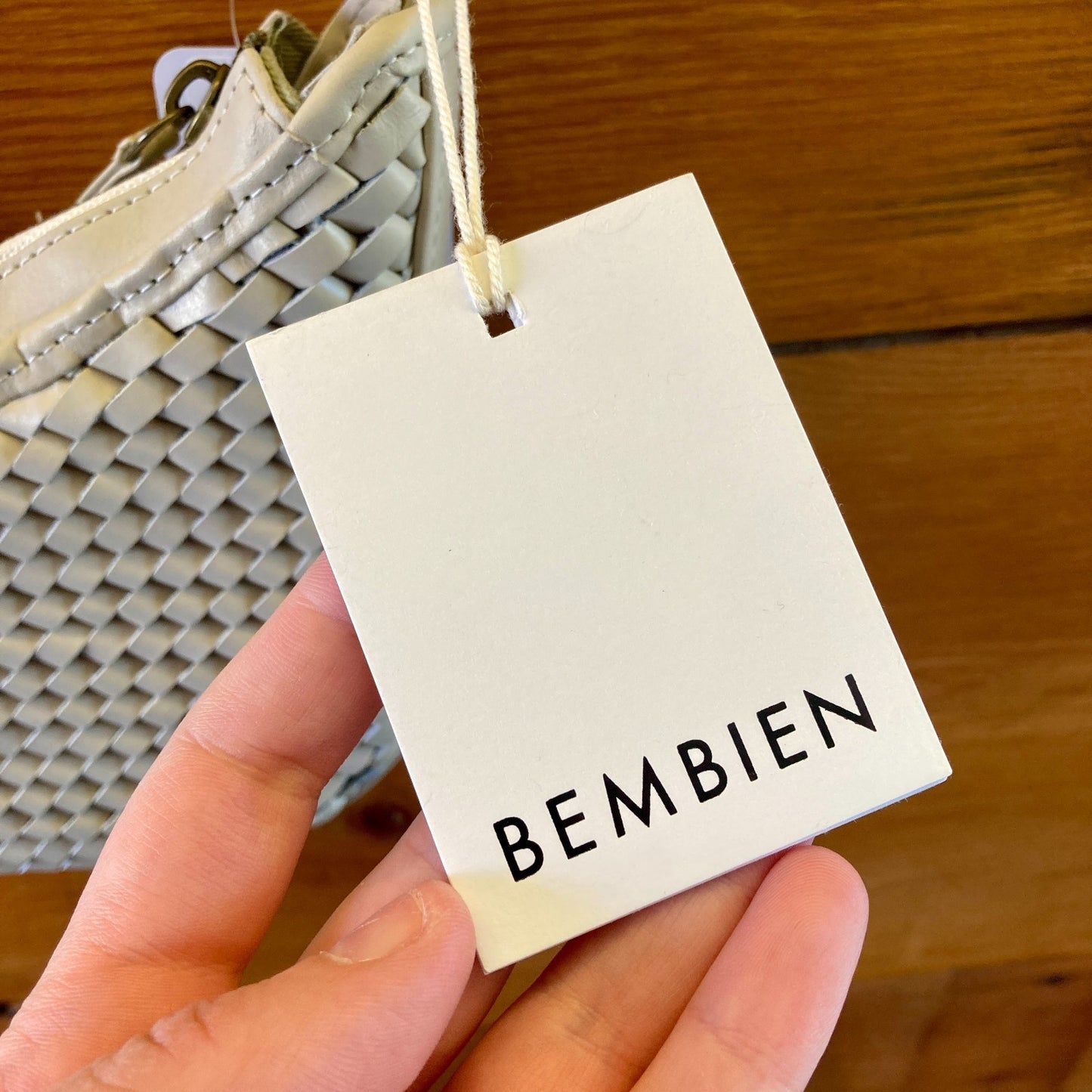 Bembien Cream Carre Weave Woven Leather Mini Sling NEW Bag - 0612SM