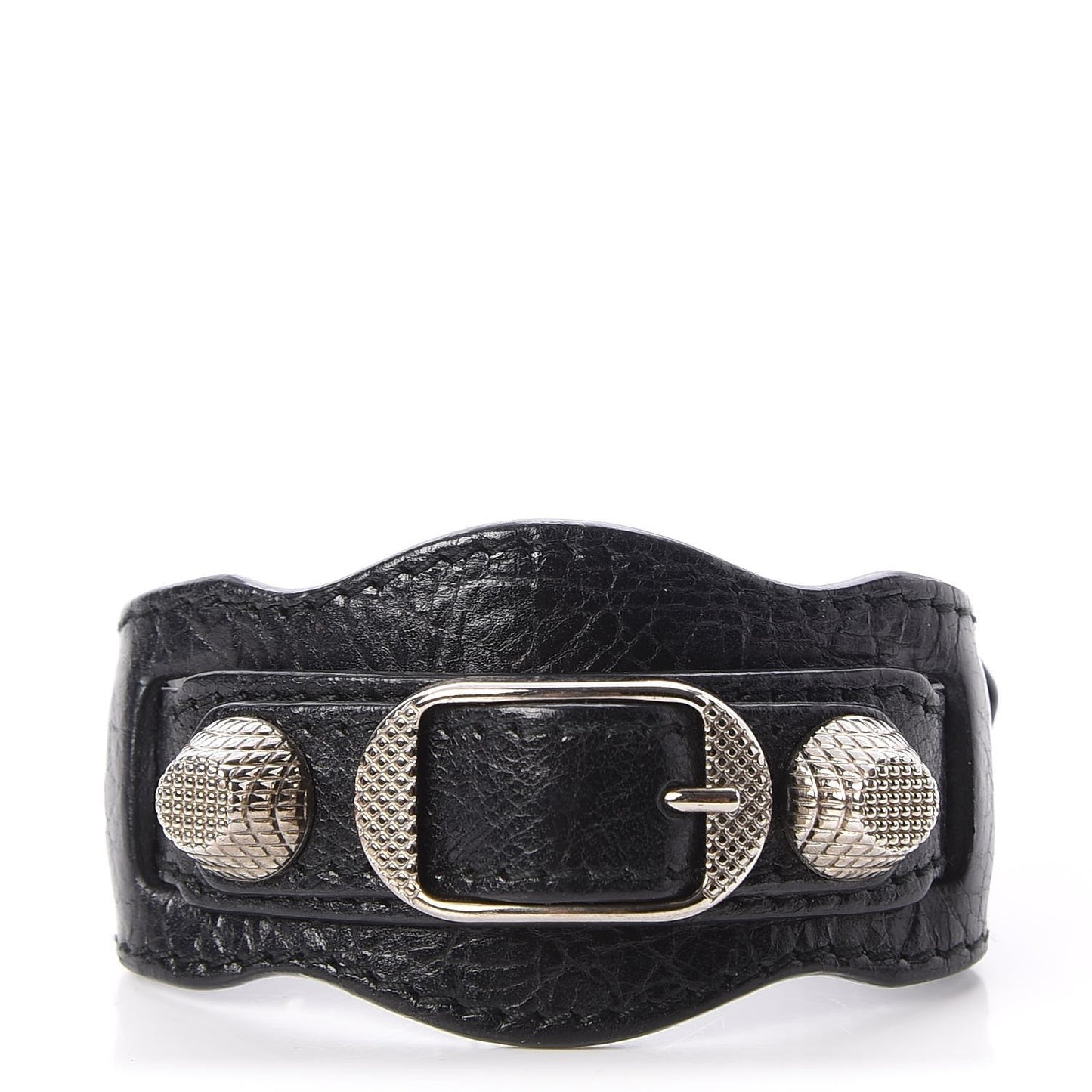 Balenciaga Dark Gray Leather Giant Arena Moto Bracelet - Size M - 0504AK
