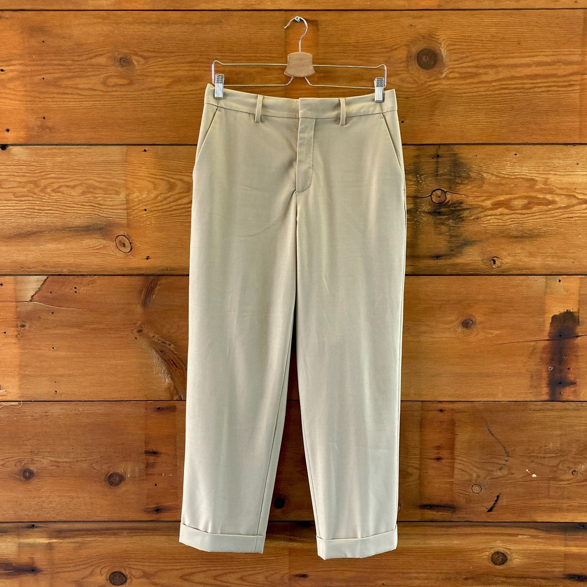 Closed Khaki Made in Italy Wool Blend Cuffed Trouser Pants - Size 28 - 0504AK