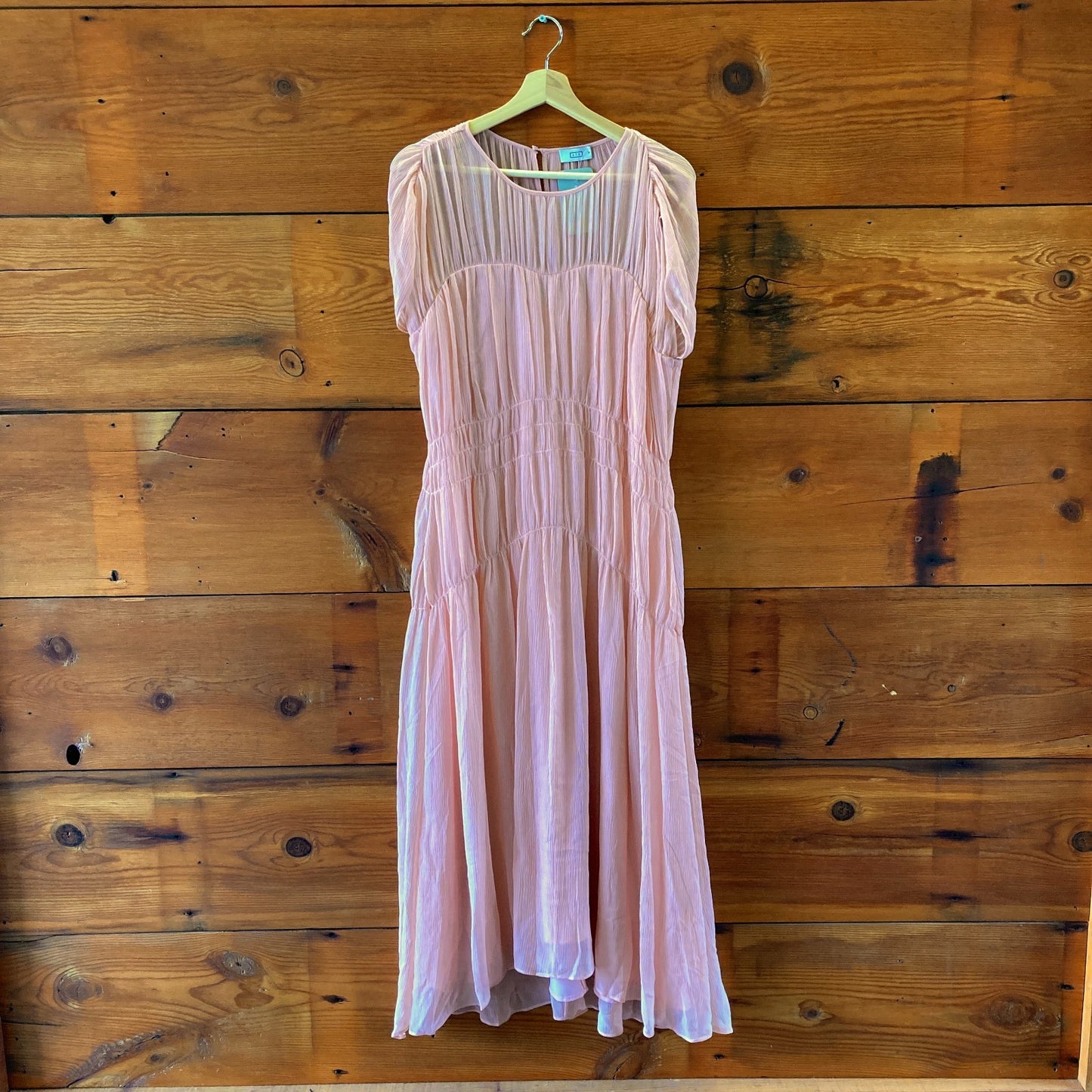 M - AYR Ballet Pink Silk Chiffon Blend Cap Sleeve Full Length Dress 1125KG