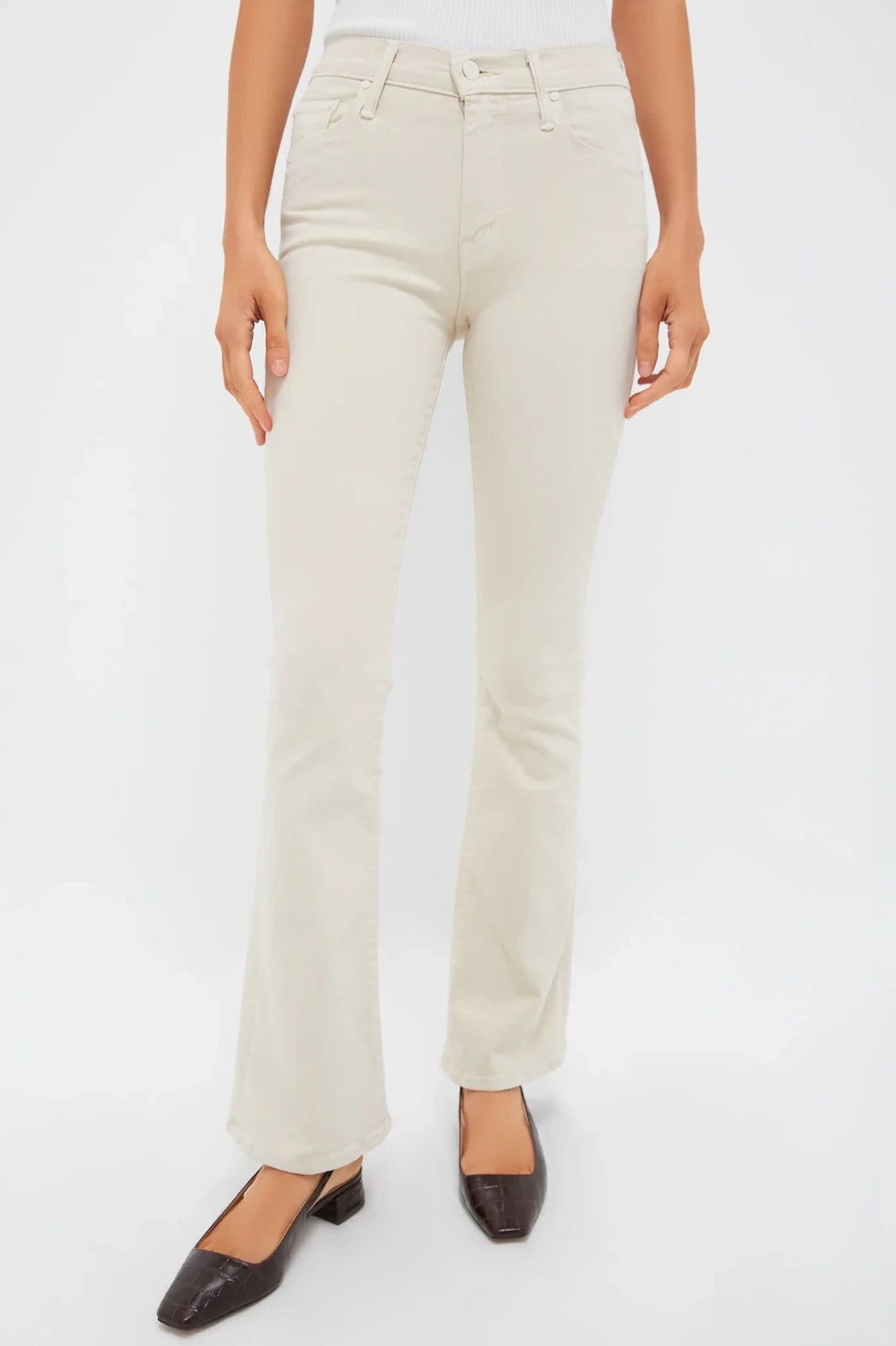 Mother Frozen Dew Off-White Weekender Sneak Flare Jeans - Size 28 - 0428KS