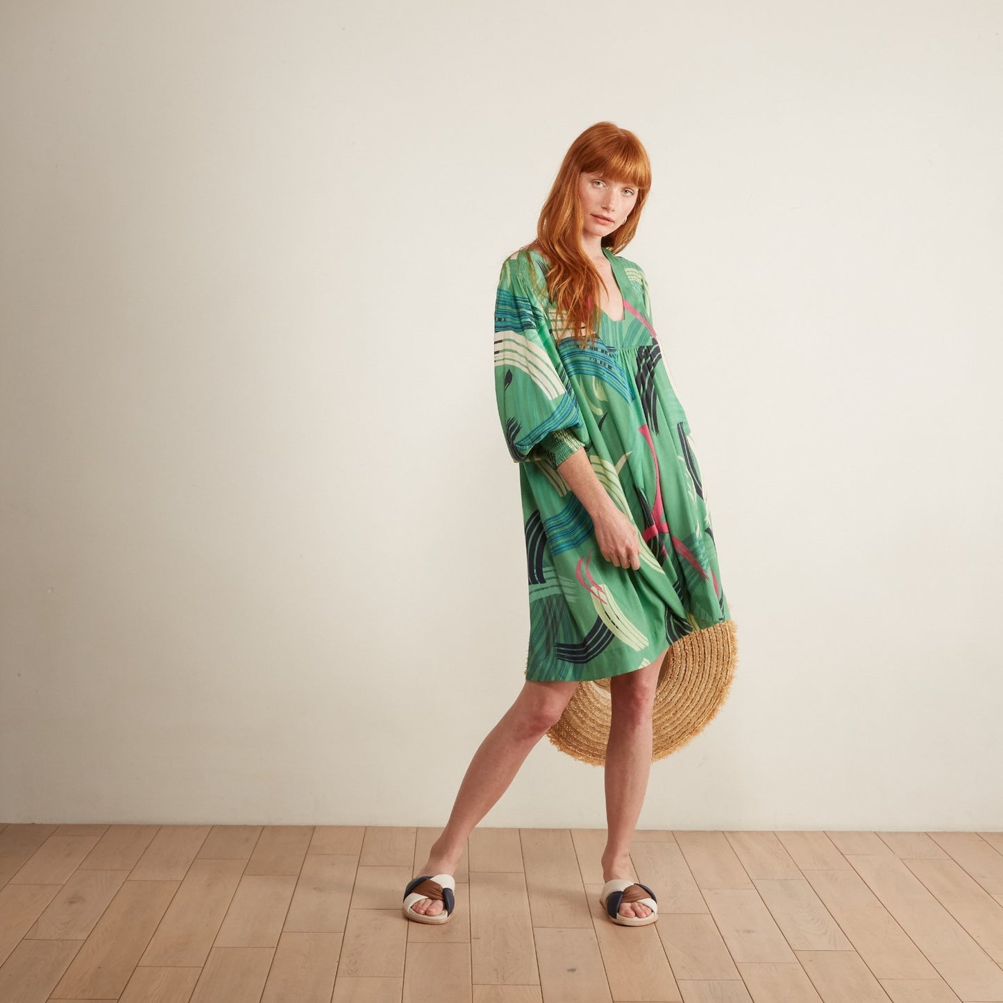 The Odells $290 Mystic Green Pattern Raglan Sleeve Dress - Size M - NEW - 0416JW