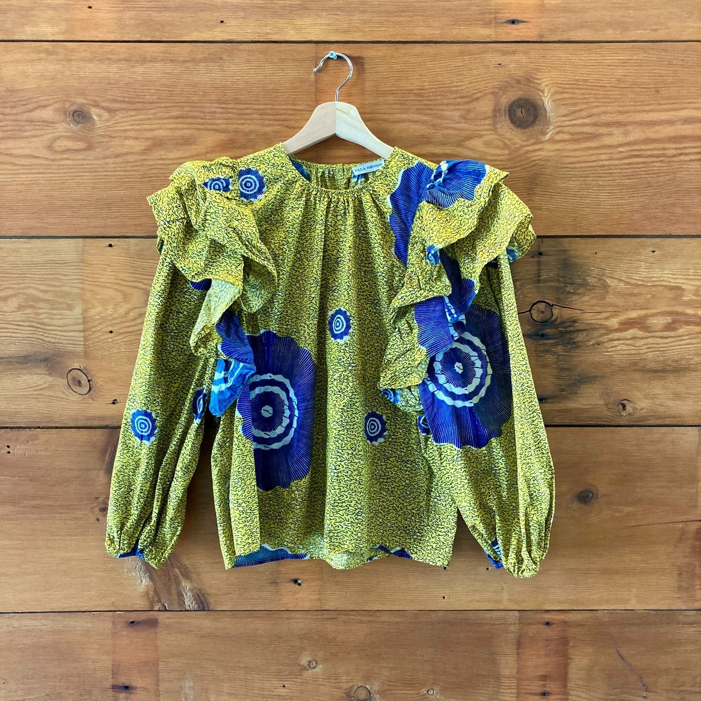 Ulla Johnson $255 Yellow Sand Dollar Caasi Ruffle Blouse Top - Size 8 - 0611AJ