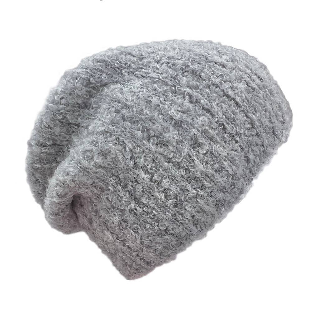 Gray Loop Knit Alpaca Beanie Hat