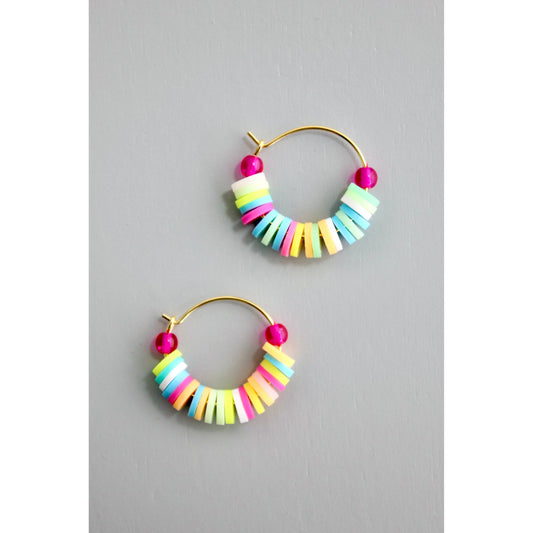 David Aubrey Jewelry - GNDE01 Fuchsia multicolored hoop earrings