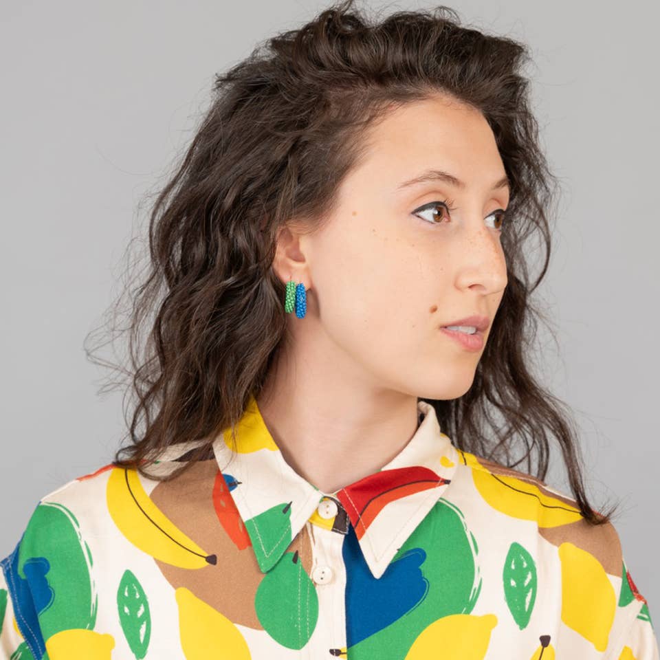 Altiplano - Pop of Color Beaded Hoop Earring: Purple