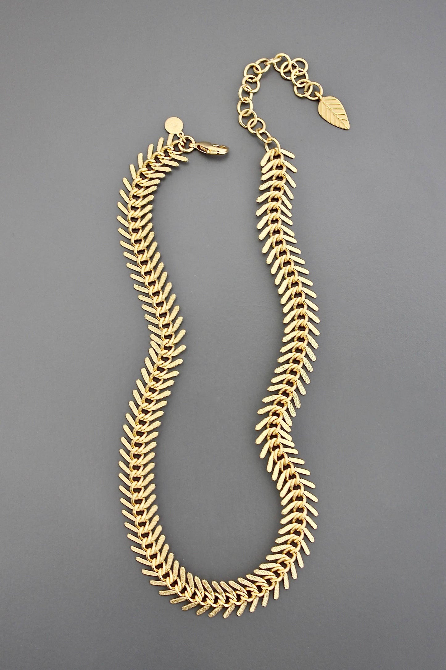 David Aubrey Jewelry - DOR215 Gold Chain Fish Bone Necklace