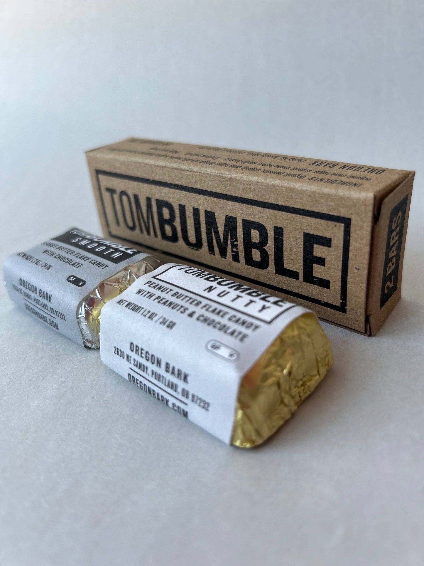 Oregon Bark - Tom Bumble 2 Bar Box -Peanut Butter Flake Candy in Chocolate