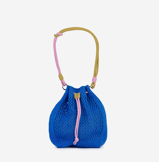 Drawstring Raffia Mini Bag: Lilac