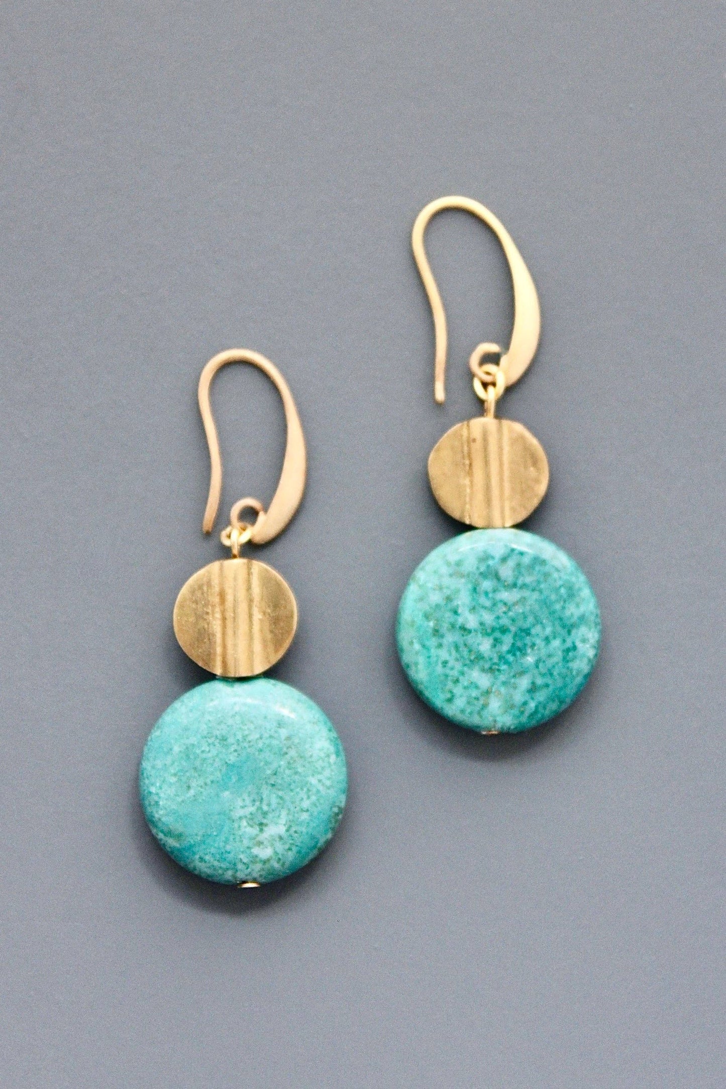 David Aubrey Jewelry - HYLE22 Turquoise disc earrings