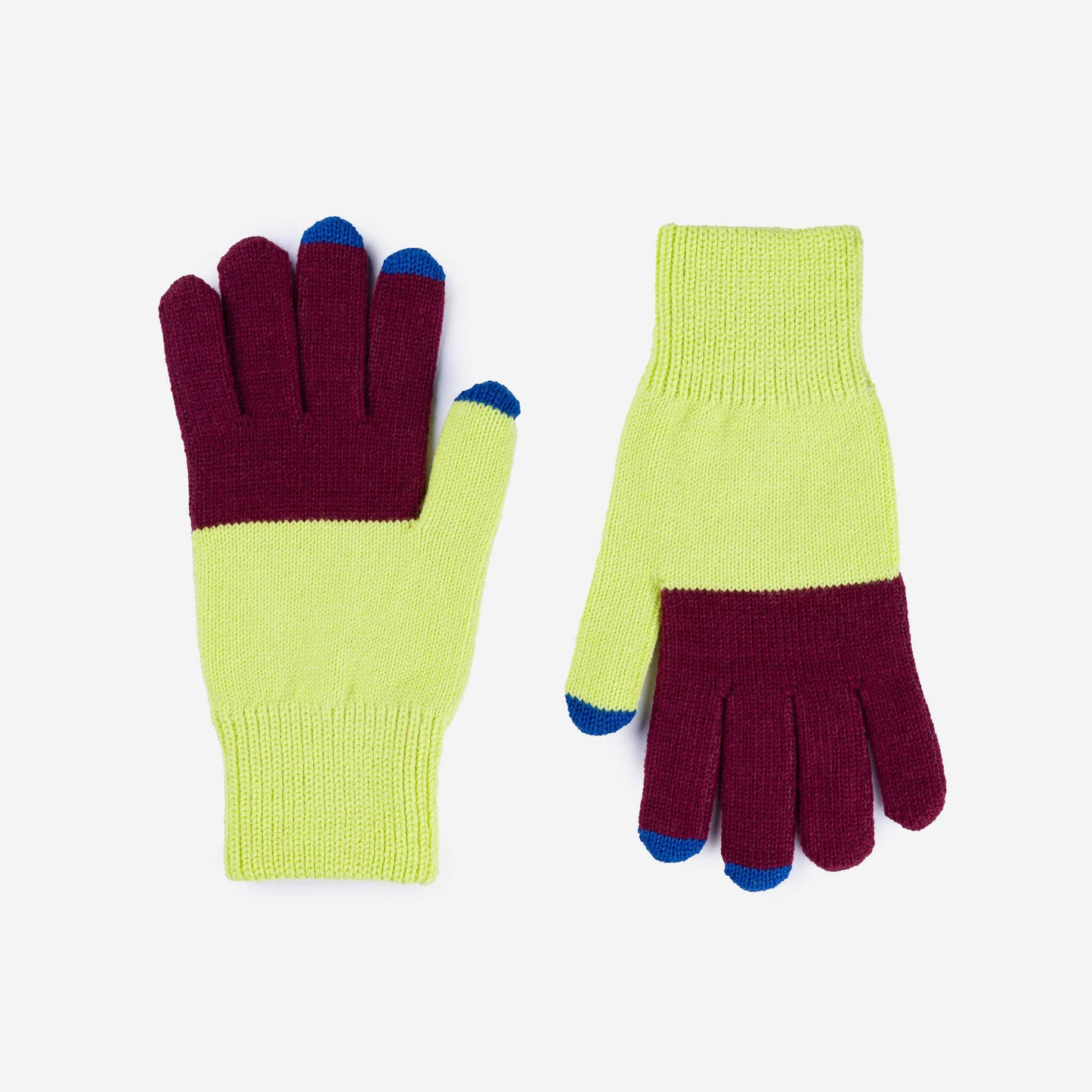 VERLOOP | knits - Colorblock Knit Touchscreen Gloves: Jade Yellow