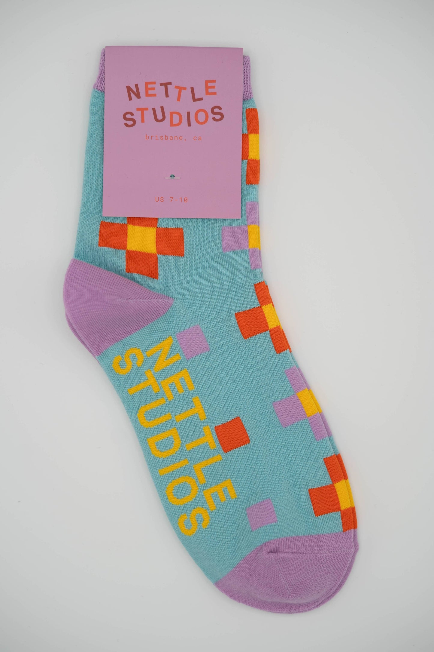 Nettle Studios - Women’s Cotton Ankle Socks - Blue Pixels
