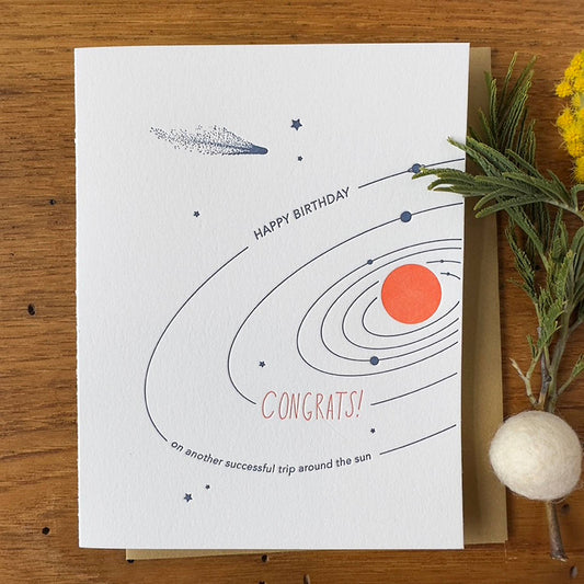 Birthday Letterpress Greeting Card Trip Around the Sun