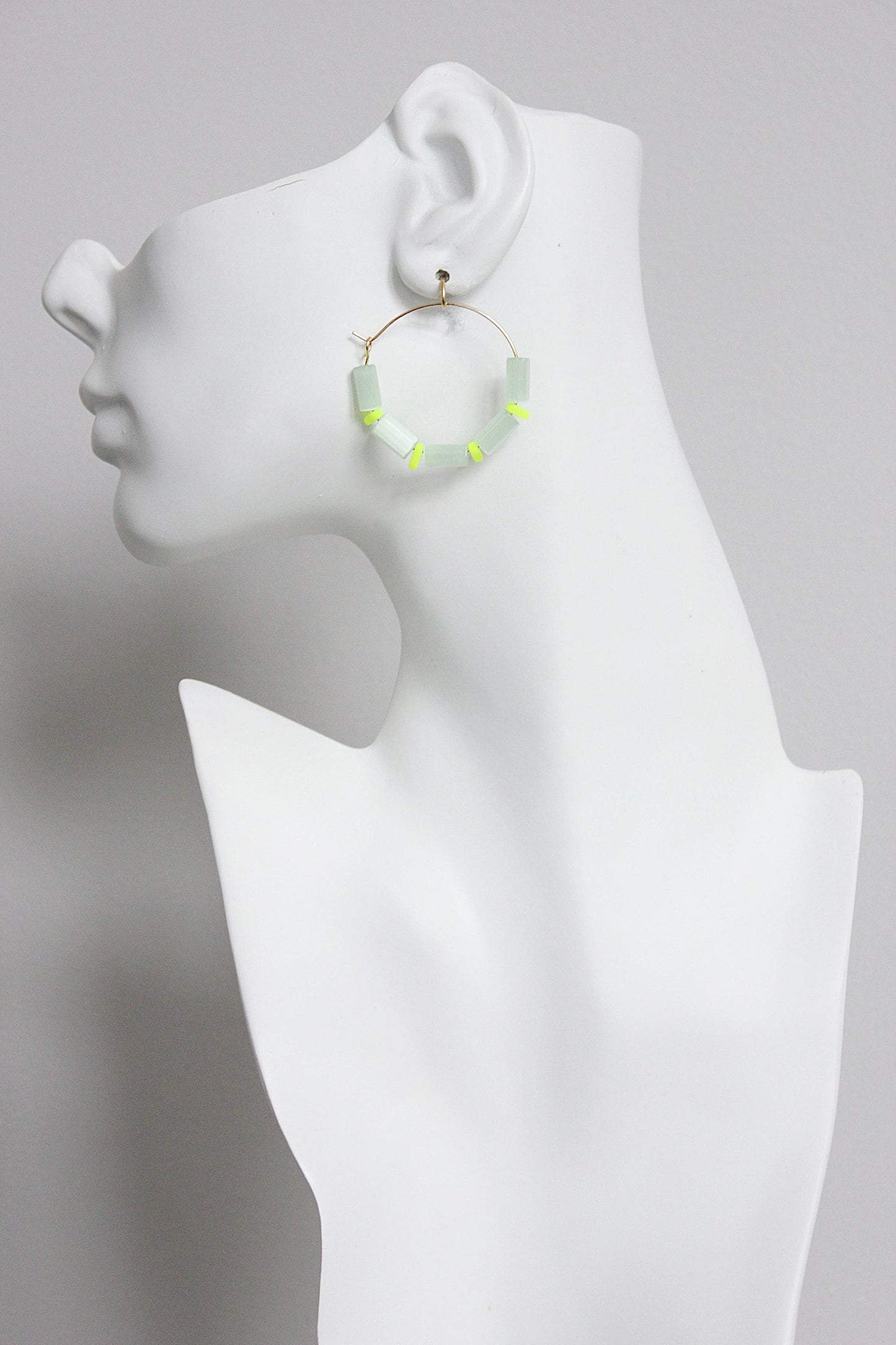 David Aubrey Jewelry - GNDE16 mint green and yellow neon hoop earrings