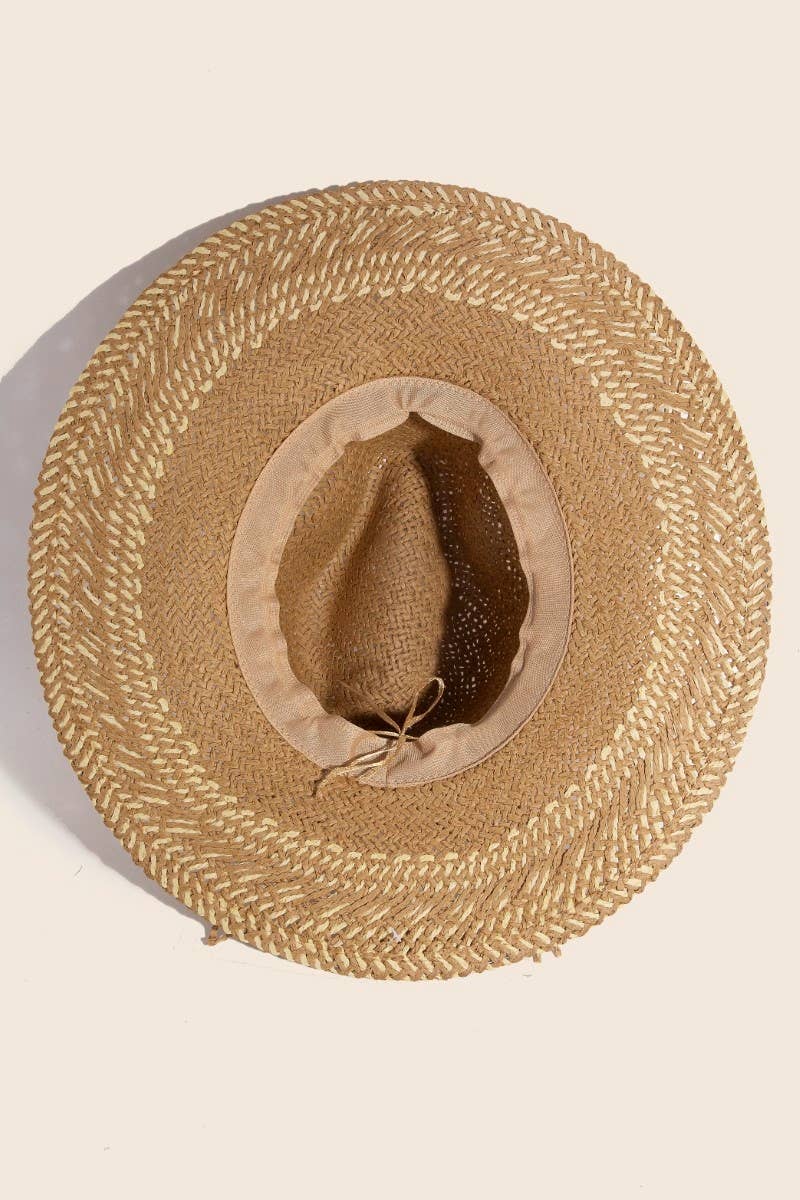 Two Tone Floppy Boho Straw Hat: IVKA