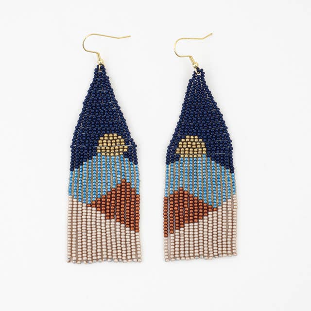 Vista Beaded Fringe Earring: Multi bronze