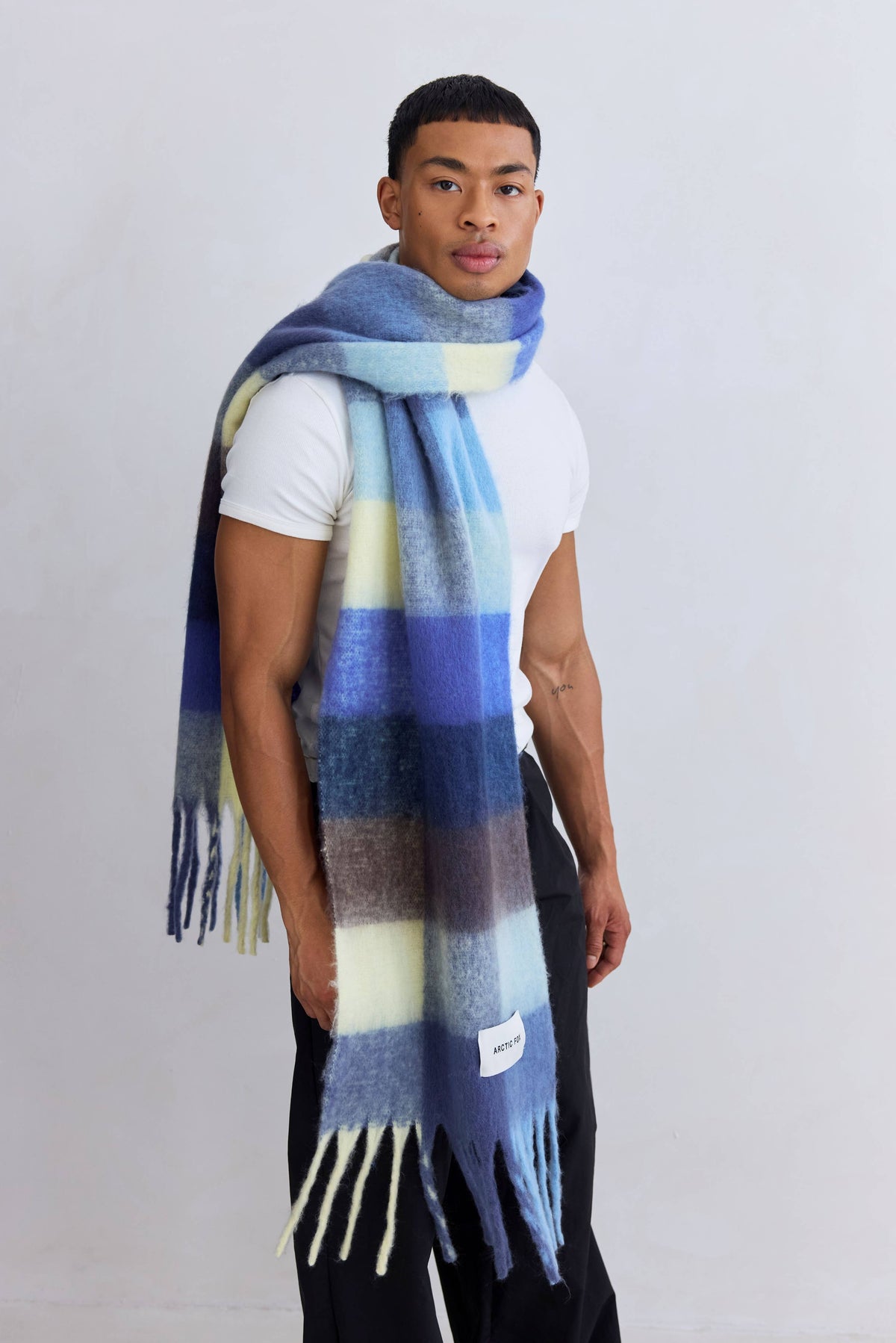 Arctic Fox & Co. - North America - The Reykjavik Scarf - 100% Recycled - Blue Yellow - FW26