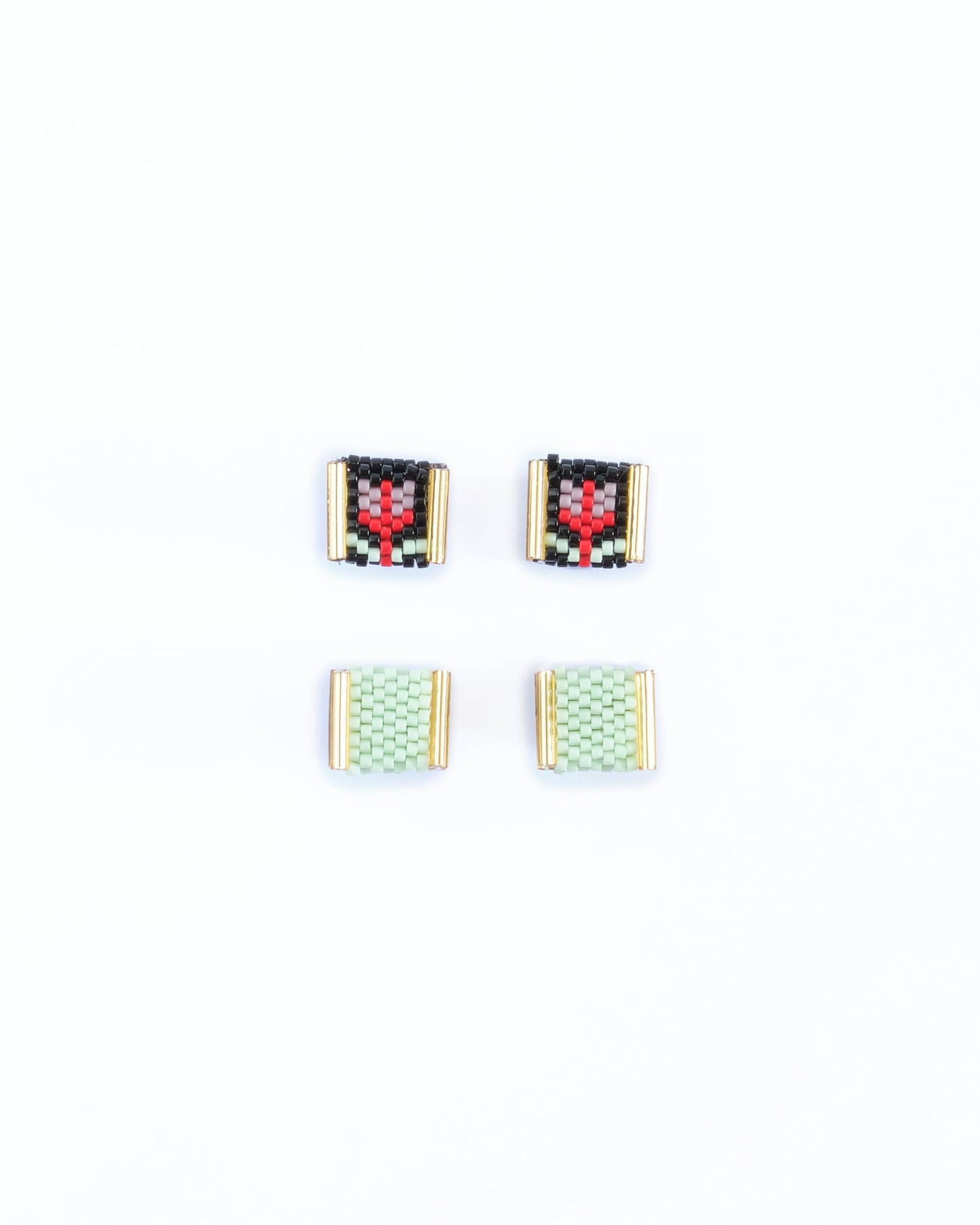 Mayana Designs Co - Beaded Handwoven Tulip Stud Pack (Teal/Rust)