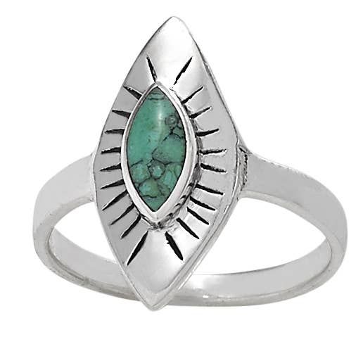 Tiger Mountain Jewelry - Turquoise Rays Sterling Silver Ring: 9