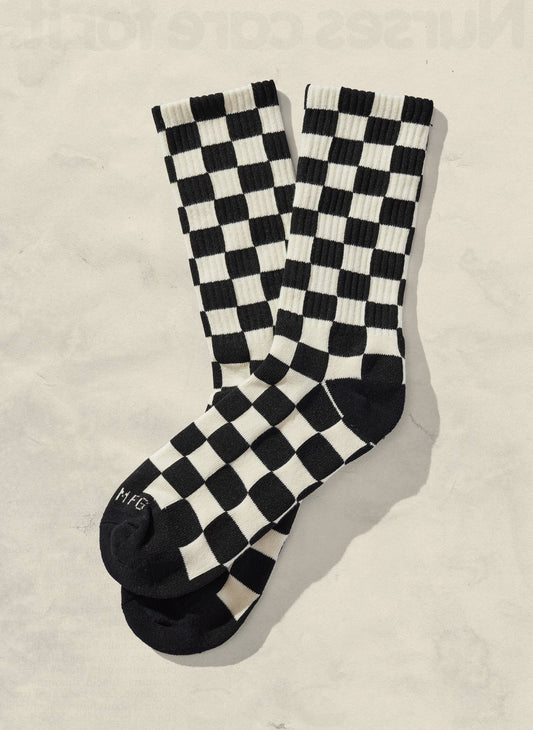 Checkerboard Socks: Black & Cream