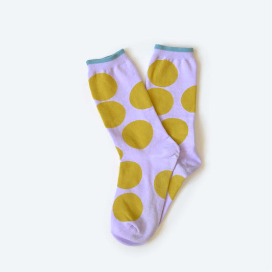 Hooray Sock Co. - Sutro Bold Dot Crew Socks — Wisteria: Small (Women's 4 - 10)