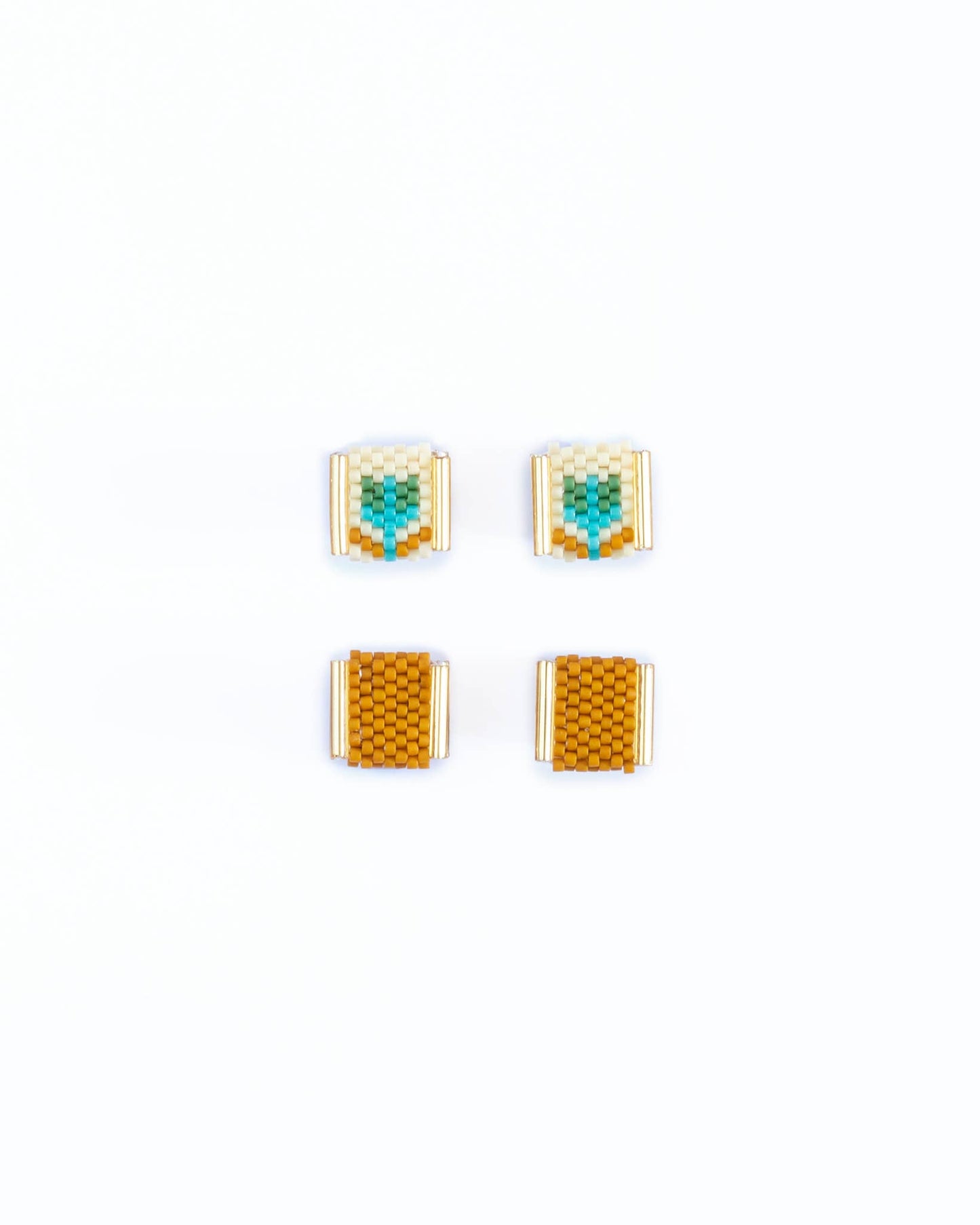 Mayana Designs Co - Beaded Handwoven Tulip Stud Pack (Teal/Citron)