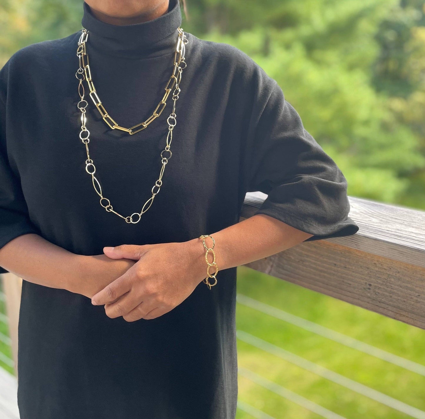 David Aubrey Jewelry - DORB24 18k matte gold hammered chain bracelet