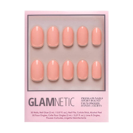 Peach Coral Press-On Nails | Short Round Solid Nail