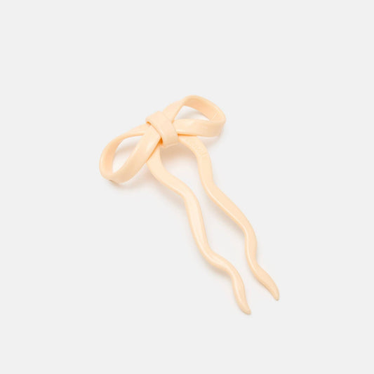 Bow Hairpin in Small Cream