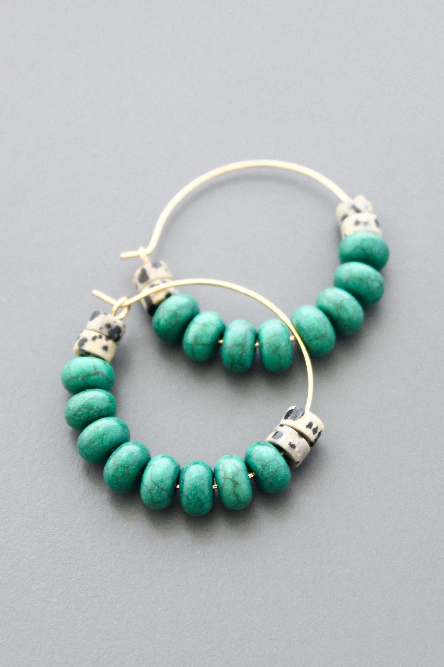 David Aubrey Jewelry - HYLE10 Dalmatian and turquoise hoops