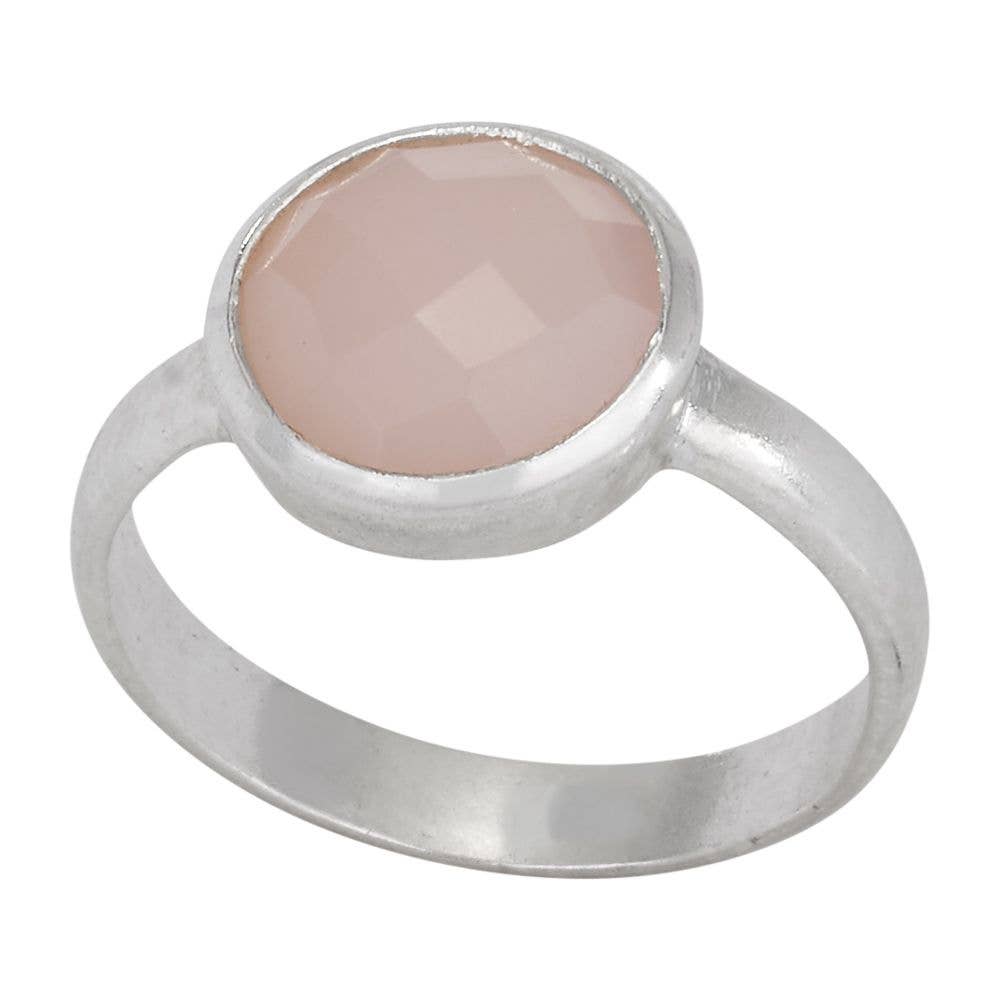 Tiger Mountain Jewelry - Early Morning Dew Faceted Rose Quartz Sterling Silver Ring: 9