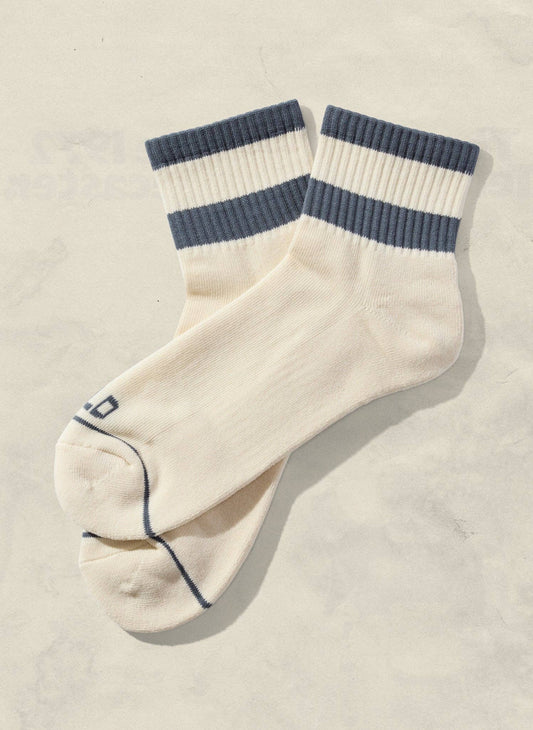 WELD Mfg. - Womens Striped Quarter Socks: Slate Blue / Womens