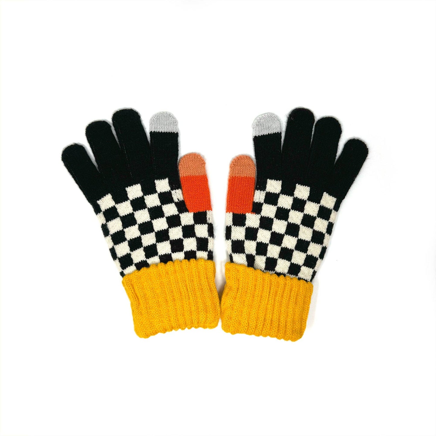 Color-Block Touchscreen Winter Gloves – Cozy and Stylish Acc: Orange