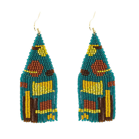 Altiplano - Shapes Fringe Earrings: Groovy Green