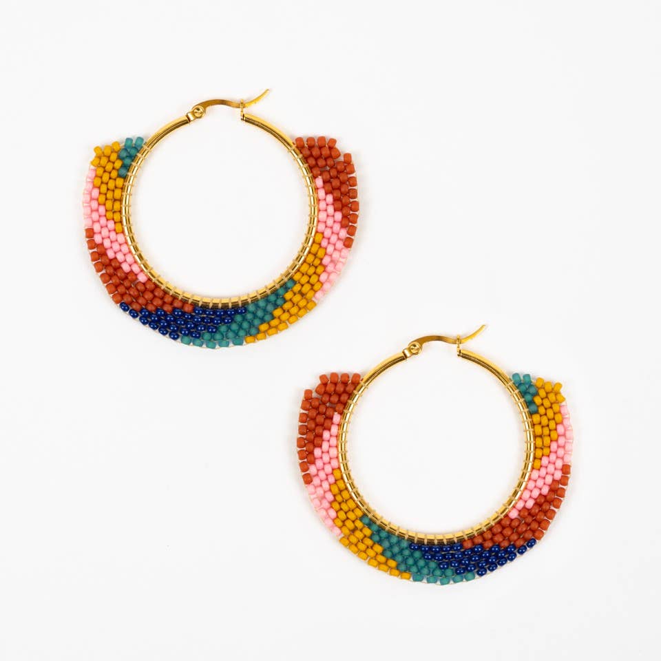 Altiplano - Swirl Hoop Earrings: Deep Pop