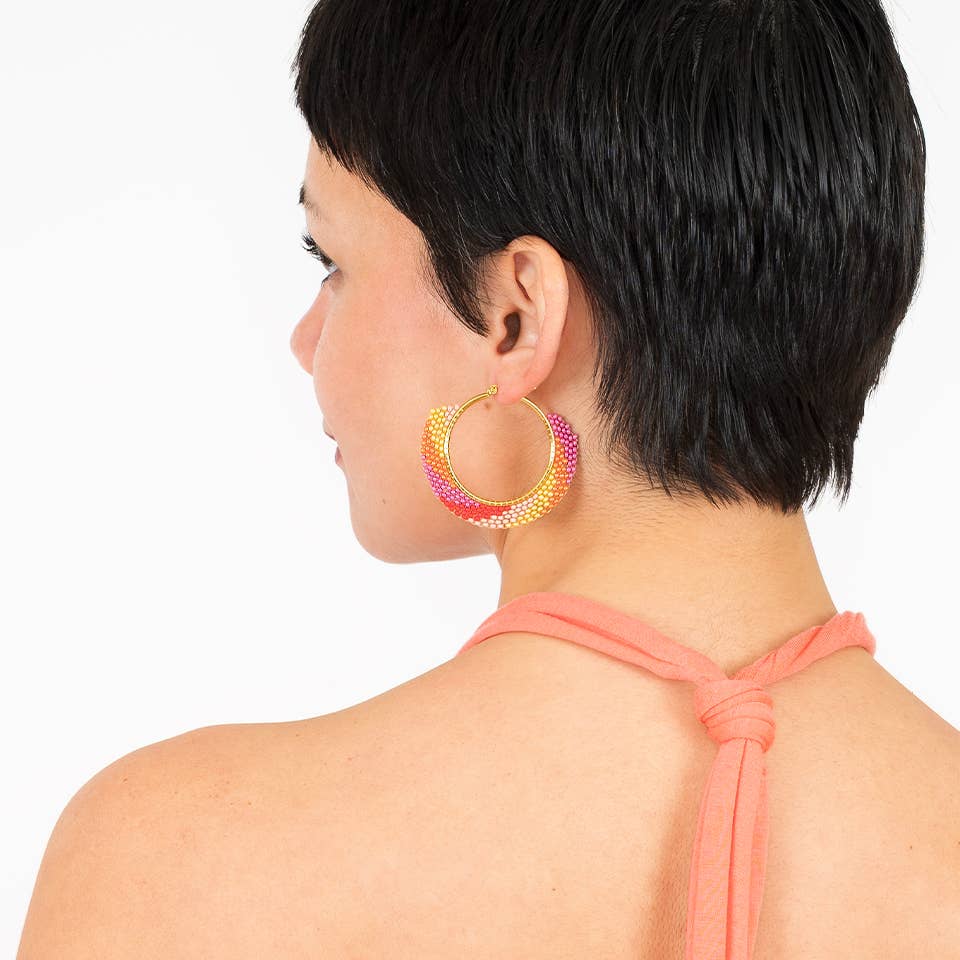 Altiplano - Swirl Hoop Earrings: Deep Pop