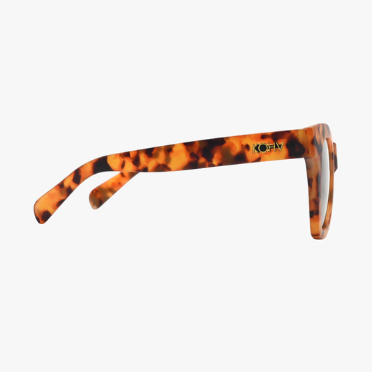 Kohv Eyewear - BAILEY MATTE TORTOISE Polarized Oversized Square Sunglasses: Amber Matte / Matte / Green