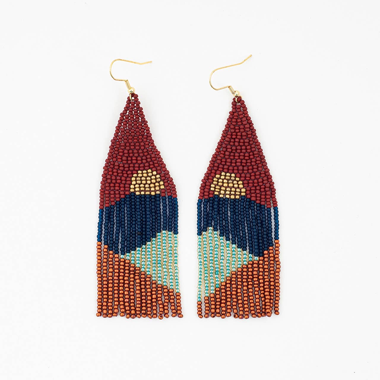 Vista Beaded Fringe Earring: Multi bronze