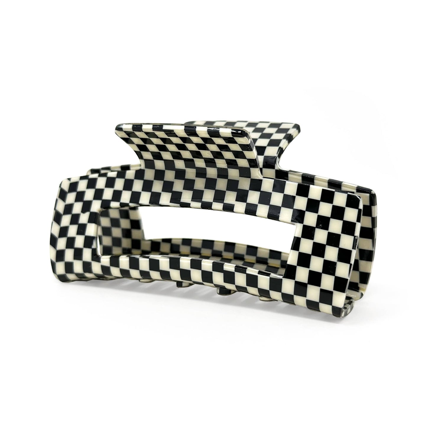 Black Check Hair Claw – Stylish Checkered Hair Accessory | T: Small