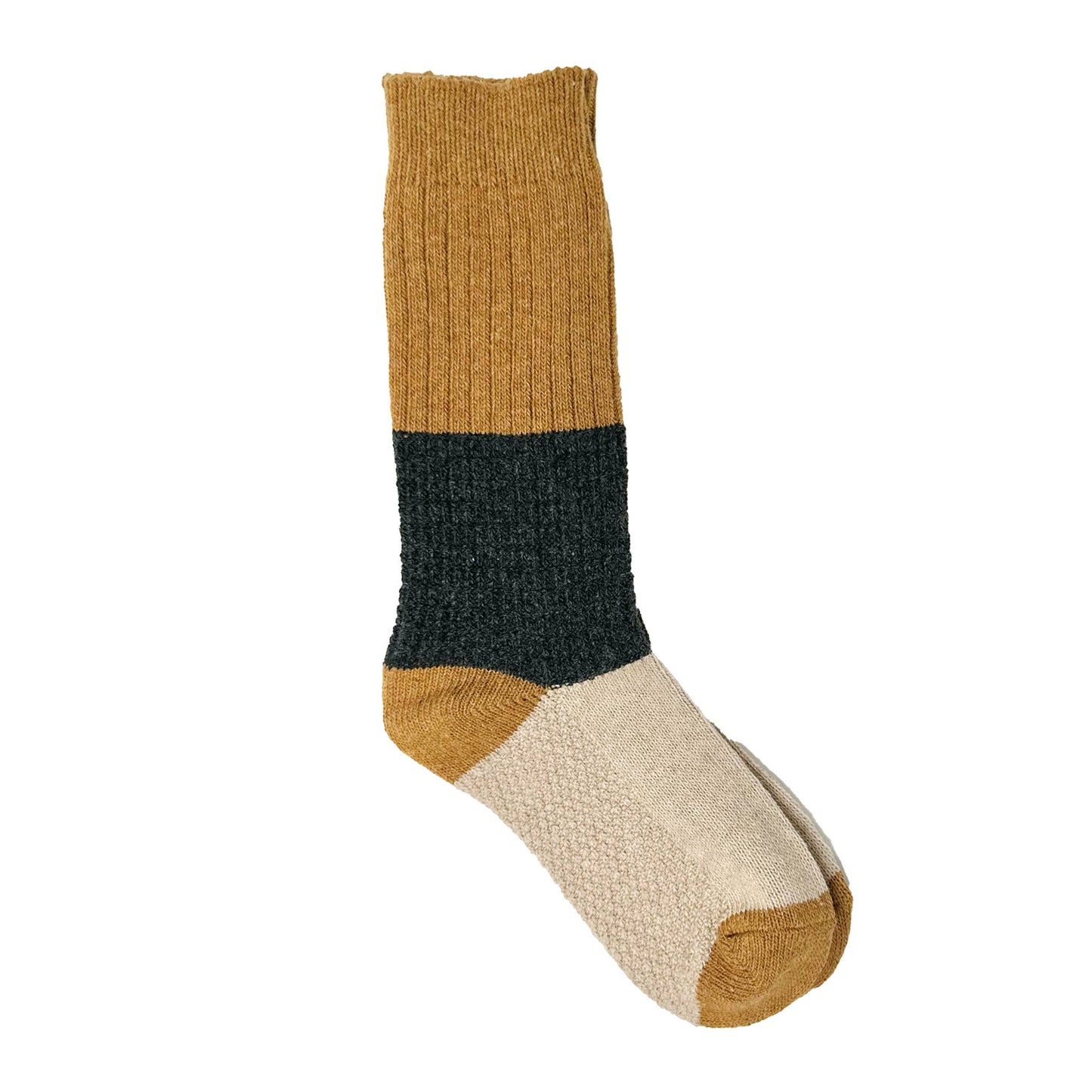 Ryder Color Block Socks: Gray / Green / Mustard