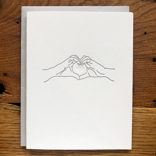 Hands Making Heart Letterpress Greeting Card