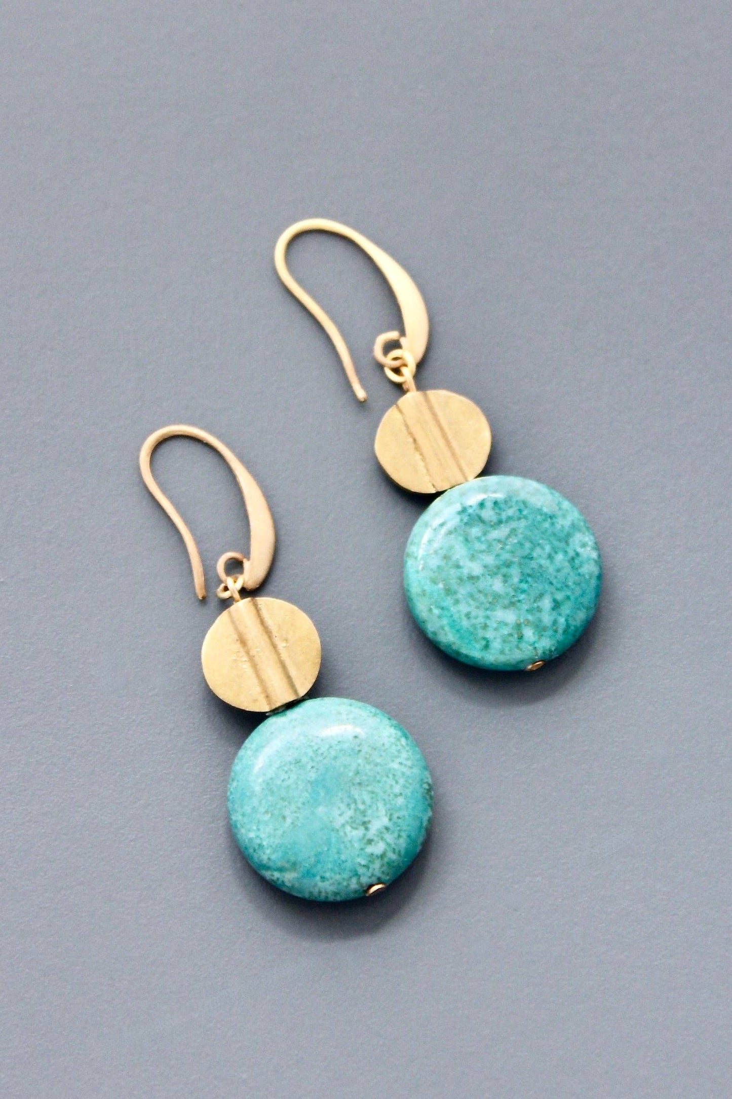 David Aubrey Jewelry - HYLE22 Turquoise disc earrings