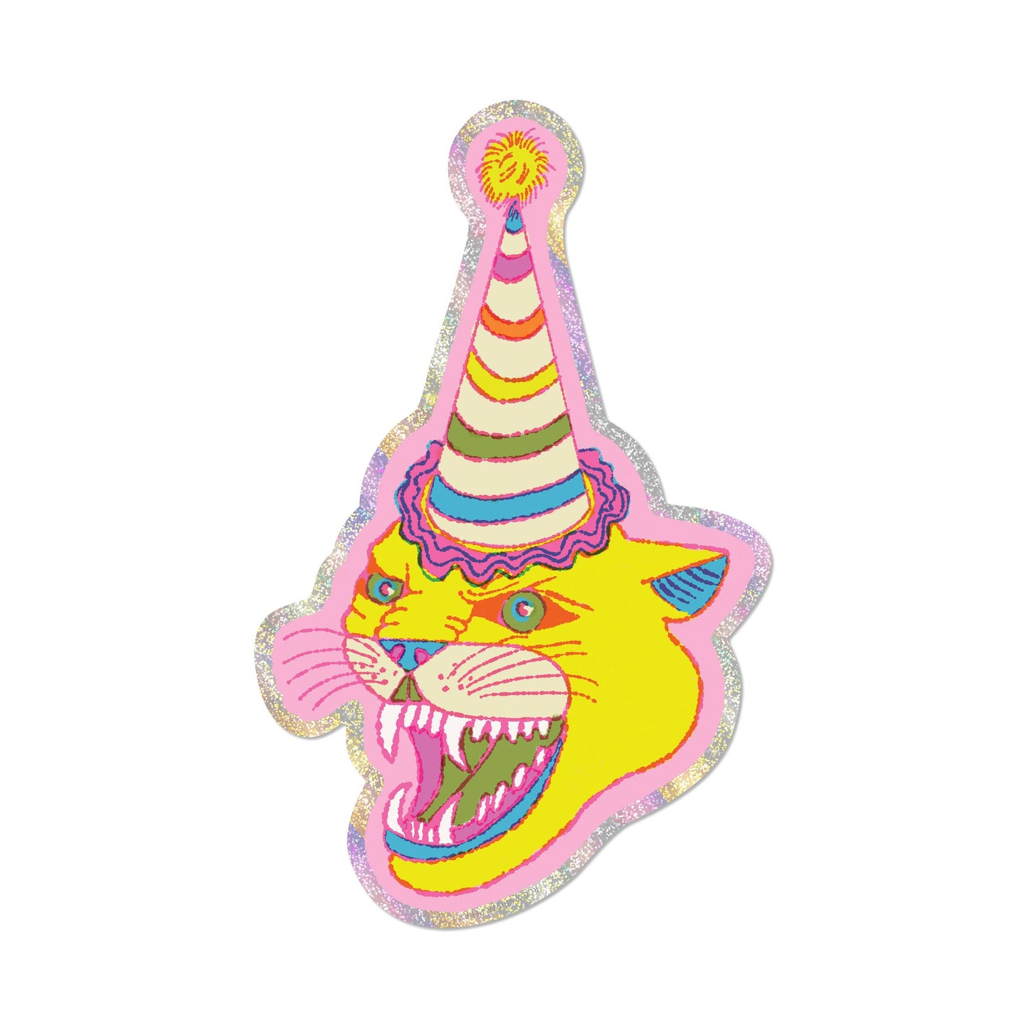 Red Cap Cards - Party Hat Cat sticker: Single