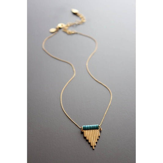 David Aubrey Jewelry - RYL115 Turquoise and brass pendant necklace