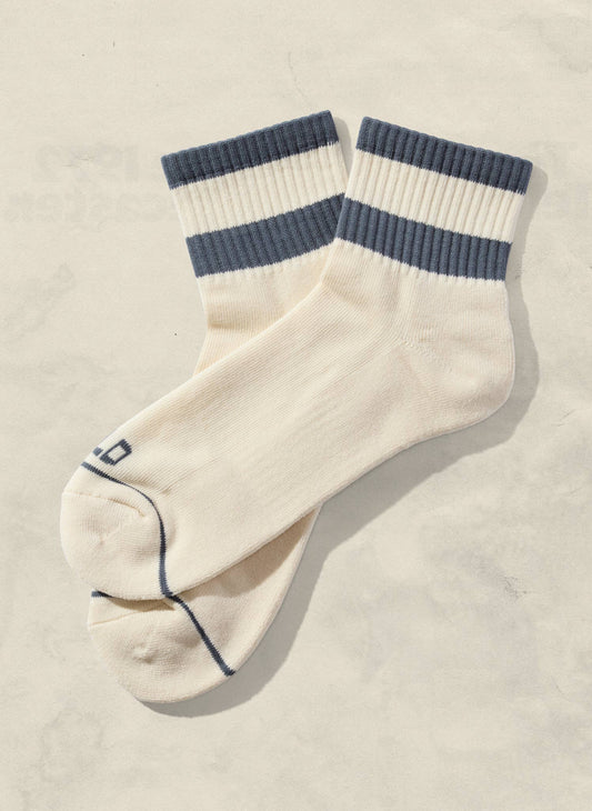 Striped Quarter Socks: Slate Blue