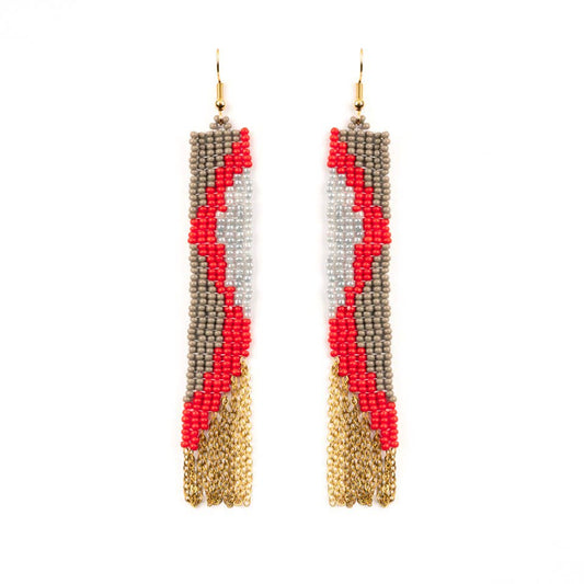 Rio Fringe Earrings: Red