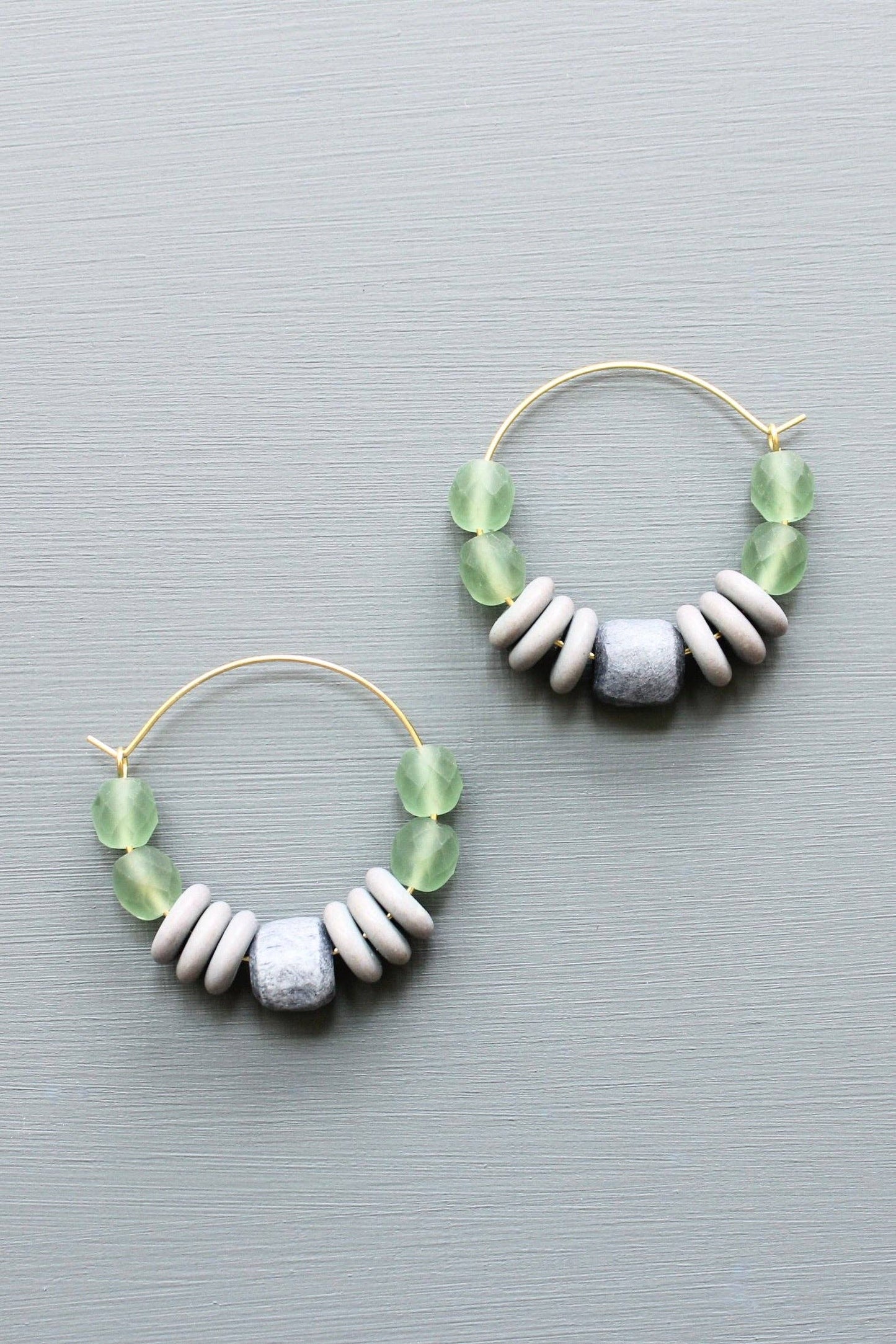 LEXE07 Purple and seafoam hoop earrings